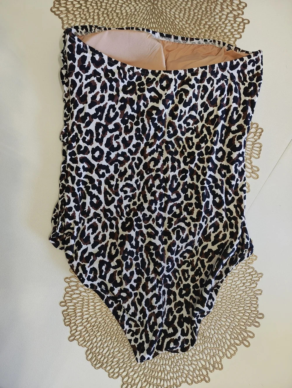 J. Crew Strapless Leopard One Piece Swimsuit L